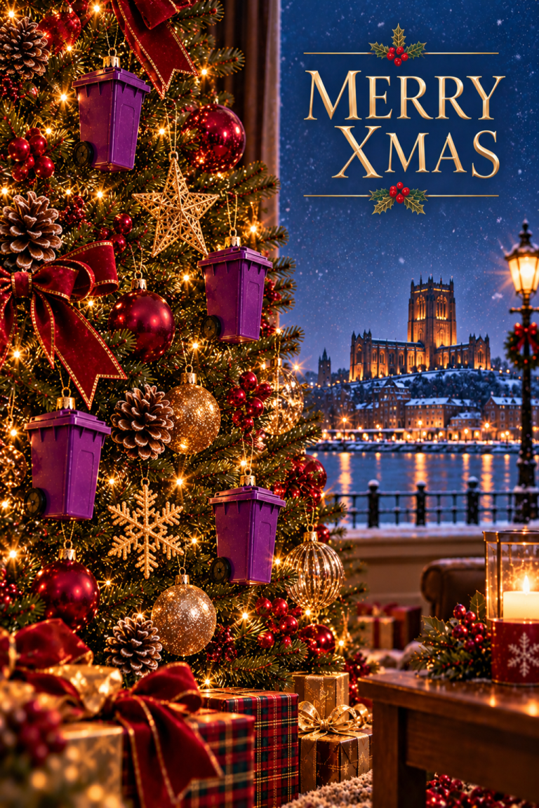 Merry Xmas Purple Bins